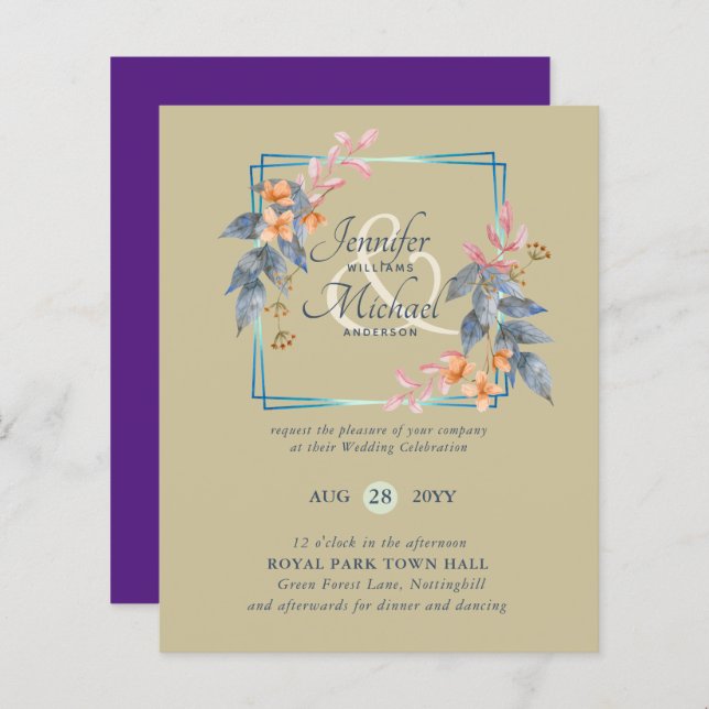 HAUSHALTSPARTENBlätter Hochzeit im Herbst lädt Aqu (Vorne/Hinten)