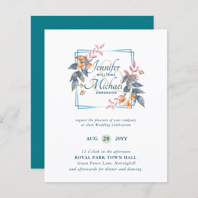 HAUSHALTSPARTENBlätter Hochzeit im Herbst lädt Aqu (Vorne/Hinten)