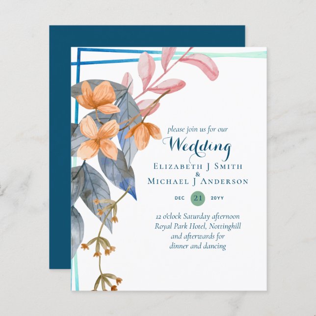 HAUSHALTSPARTENBlätter Hochzeit im Herbst lädt Aqu (Vorne/Hinten)