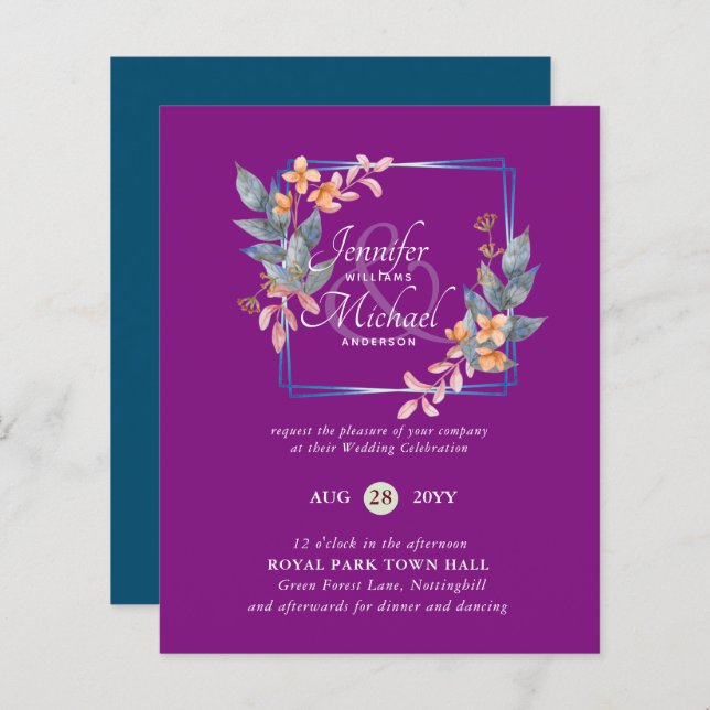 HAUSHALTSPARTENBlätter Hochzeit im Herbst lädt Aqu (Vorne/Hinten)