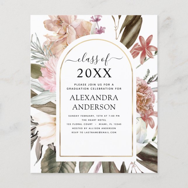 Haushaltsplan 2022 Abschluss Boho Dusty Pink Burgu Flyer (Vorne)