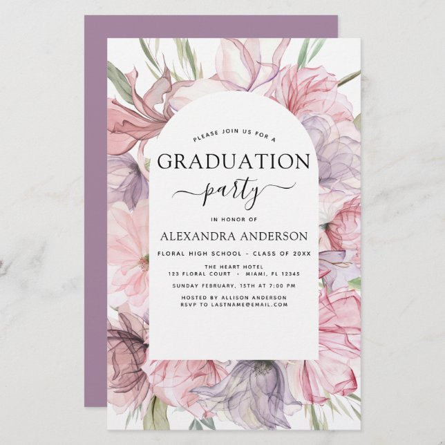 Haushaltsplan 2022 Abschluss Boho Dusty Pink Lila (Vorne/Hinten)