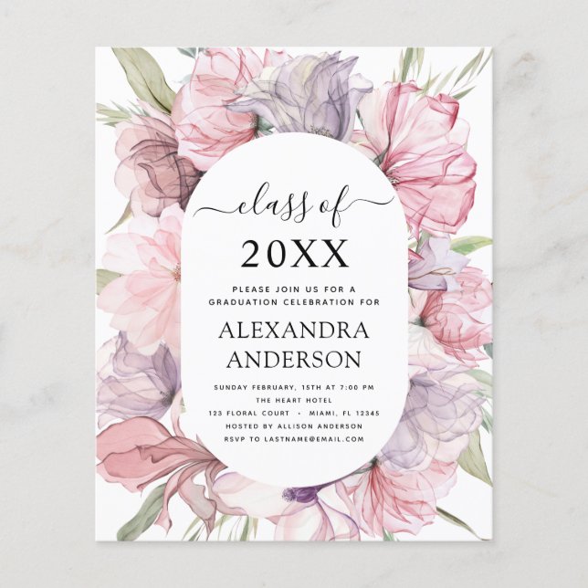 Haushaltsplan 2022 Abschluss Boho Dusty Pink Lila Flyer (Vorne)