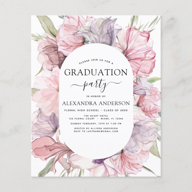 Haushaltsplan 2022 Abschluss Boho Dusty Pink Lila Flyer (Vorne)