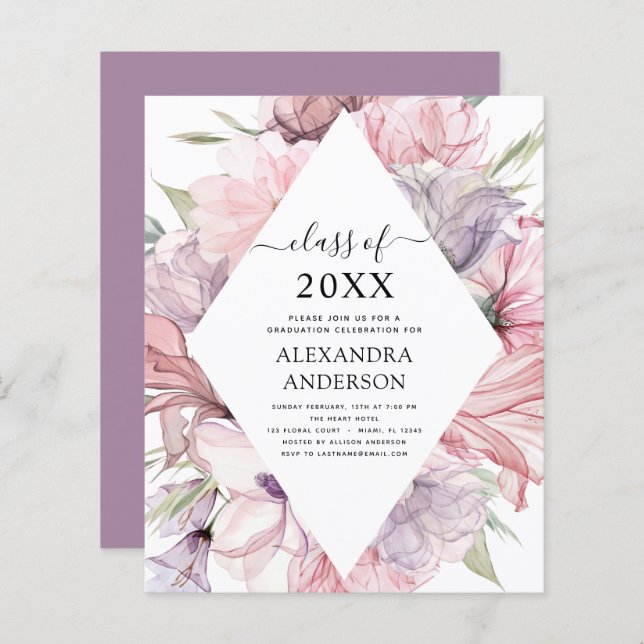 Haushaltsplan 2023 Abschluss Boho Dusty Pink Lila (Vorne/Hinten)