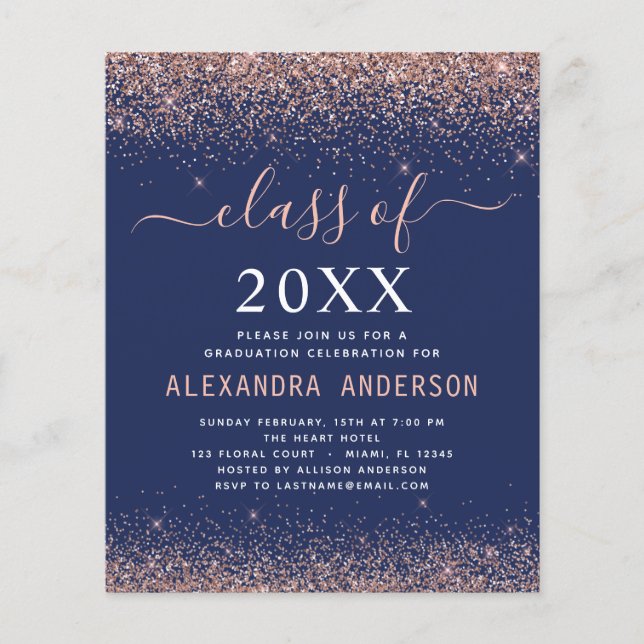 Haushaltsplan 2023 Einladung zum Navy Blue Abschlu Flyer (Vorne)