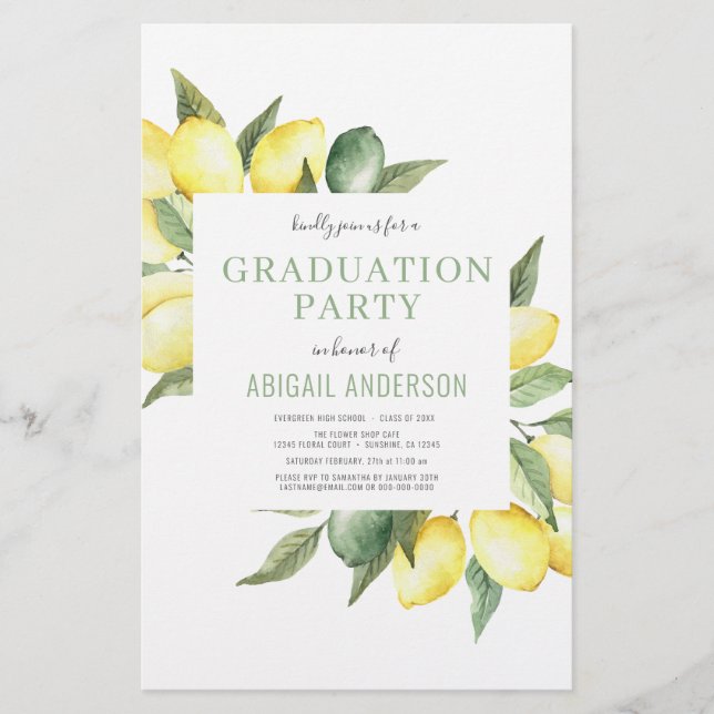 Haushaltsplan 2023 Foto Lemon Grad Party Einladung Flyer (Vorne)