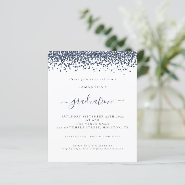 Haushaltsplan 2024 Abschluss Navy Blue Glitzer Ein (Stehend Vorderseite)