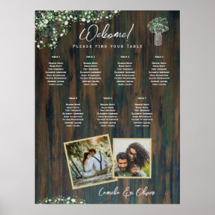 HAUSHALTSPLAN 7 Tabelle Rustikale Gypsophila-Sitzt Poster