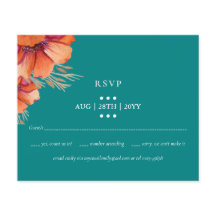 HAUSHALTSPLAN Aquamarin Orange Floral Wedding RSVP