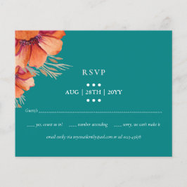 HAUSHALTSPLAN Aquamarin Orange Floral Wedding RSVP