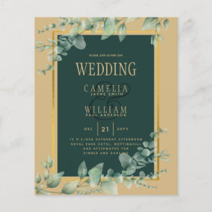 HAUSHALTSPLAN Eukalyptus WEDD GOLD QR CODE EINLADE Flyer