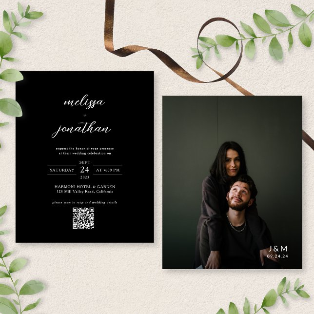 HAUSHALTSPLAN Modernes Schwarzes Foto Monogram QR  (Von Creator hochgeladen)