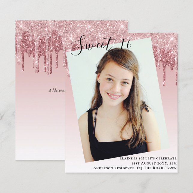 HAUSHALTSPLAN Sweet 16 FOTO Dripping Glitzer Einla (Vorne/Hinten)