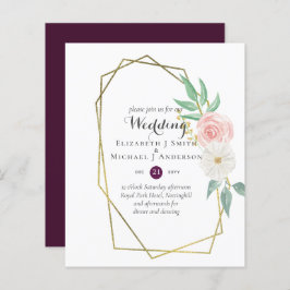 HAUSHALTSPLATZ UND Peach floral Wedding Einladung