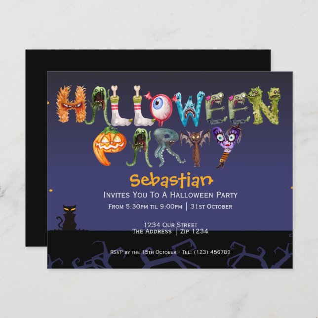 HAUSHALTSPOLITIK Halloween-Party Spooky Typografie (Vorne/Hinten)