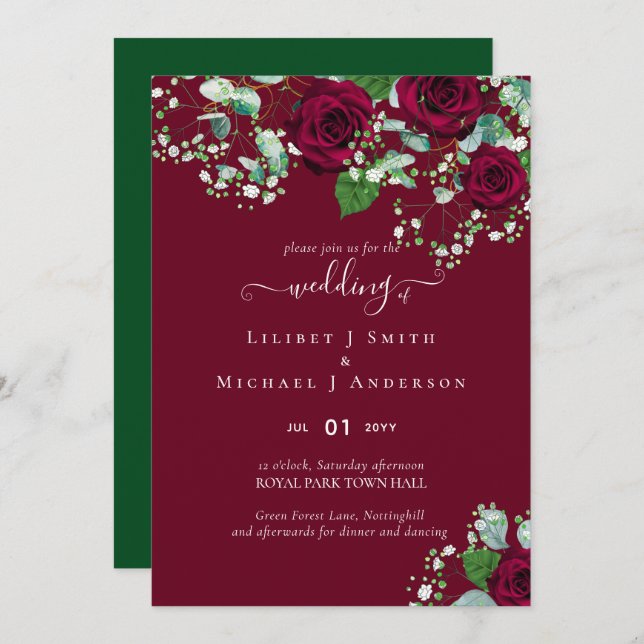 HAUSHALTSPOLITISCHE Rote Rosen Gypsophila WEDING (Vorne/Hinten)