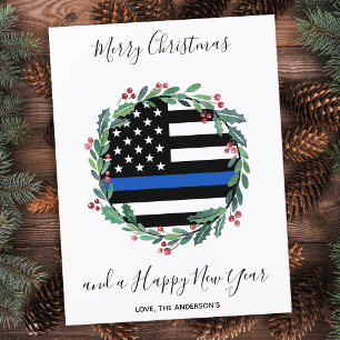 Haushaltspolizei Thin Blue Line Weihnachtskarte