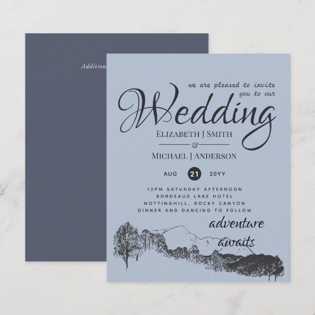 HAUSHALTSPREISE Dusty Blue Mountains Haushalt Flye (Vorne/Hinten)