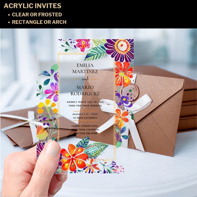 HAUSHALTSPRINZIP-Hochzeit von Fiesta Floral Acryleinladungen (Von Creator hochgeladen)