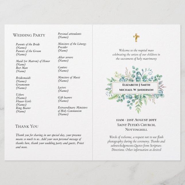 HAUSHALTSPROGRAMM FÜR katholische Hochzeiten Flyer (Vorne)