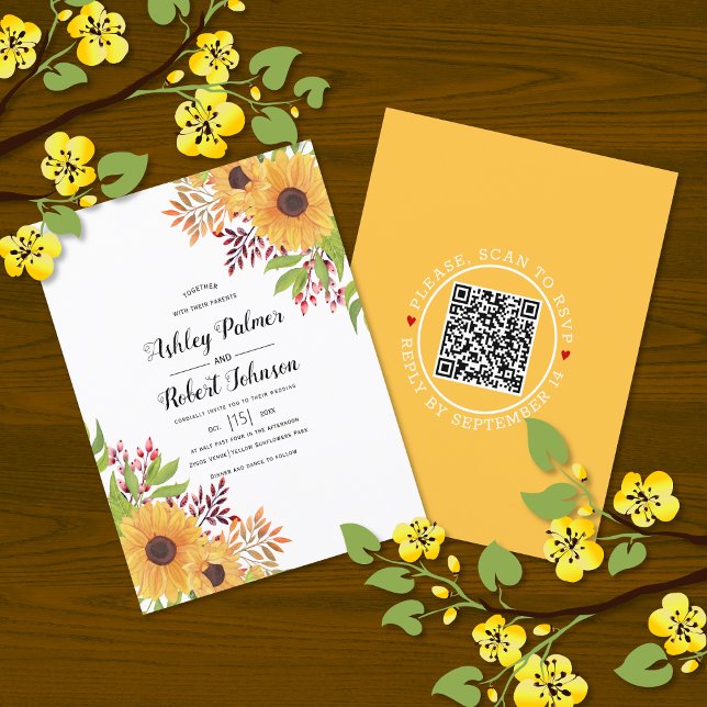 HAUSHALTSQR-Code UAWG Sonnenblumen Hochzeit Einlad (Von Creator hochgeladen)