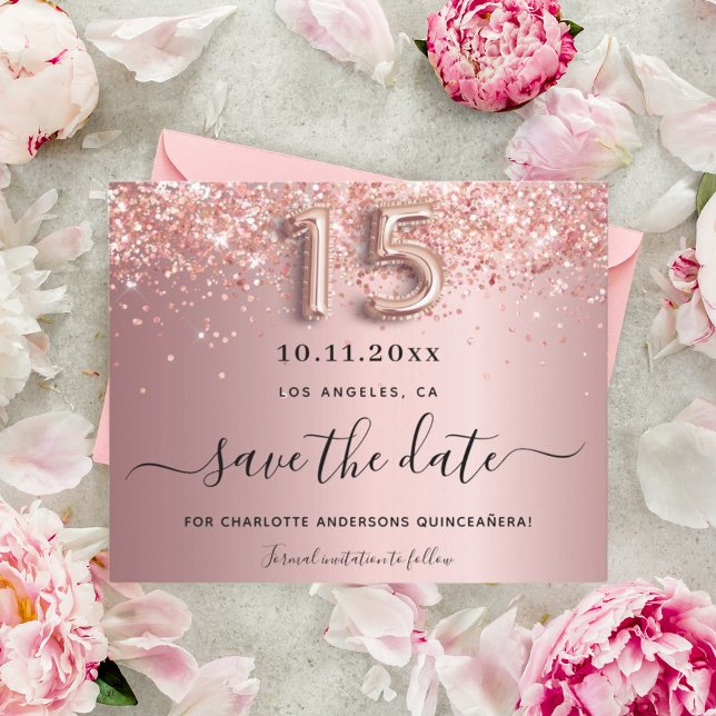 Haushaltsquinceanera-Rosa Save the Date (Von Creator hochgeladen)