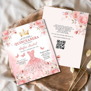 Haushaltsquinceñera QR Code Rosa Blütenrot