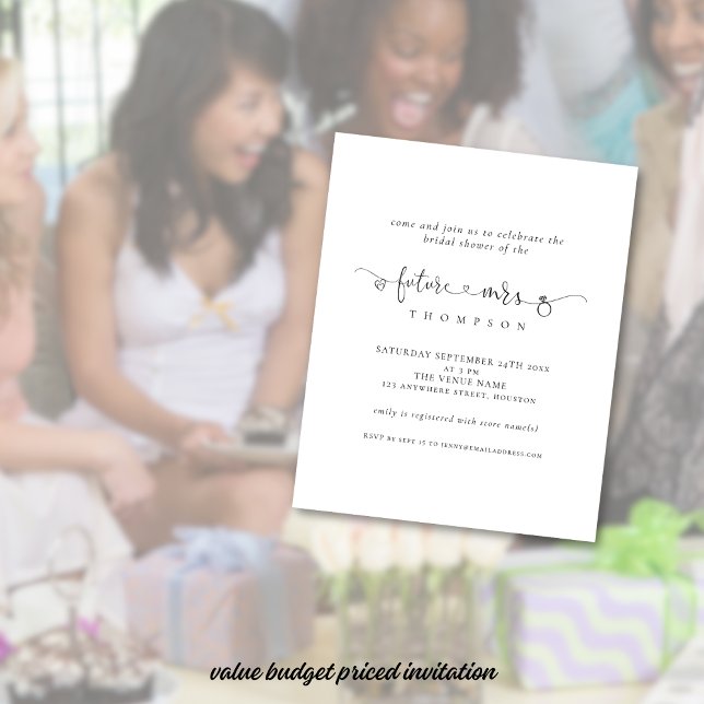 Haushaltsring Heart Future Frau Brautparty Einladu (Value smaller size 4.5 x 5.6" budget price invitation)