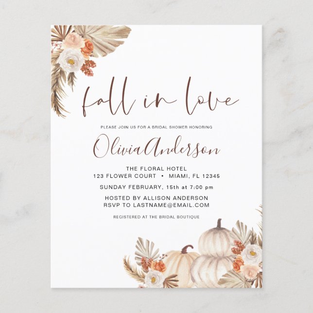 Haushaltsrückgang bei Liebe Brautparty Pampas Gras Flyer (Vorne)