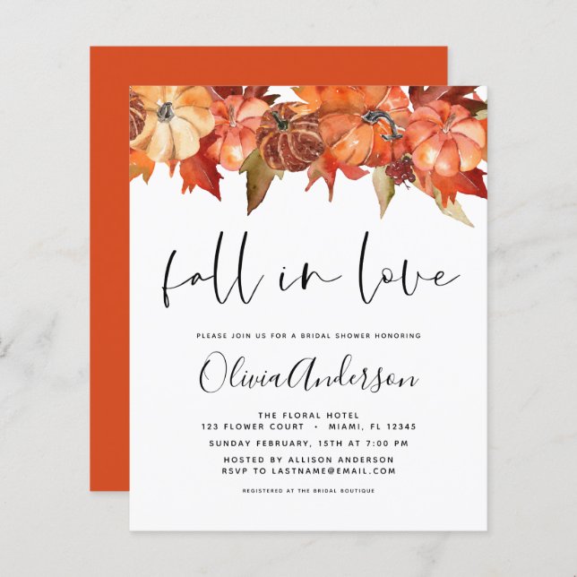 Haushaltsrückgang bei Liebe Brautparty Pumpkins (Vorne/Hinten)