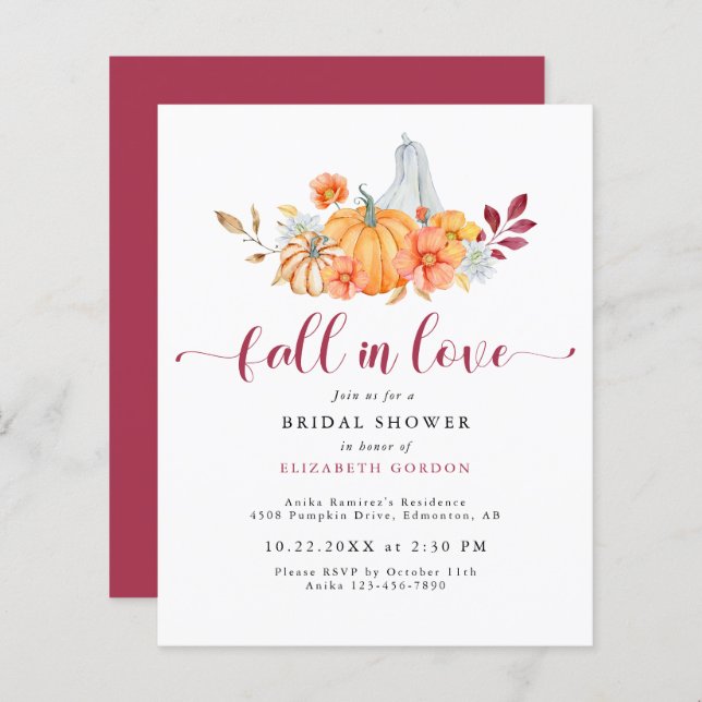 Haushaltsrückgang Brautparty Pumpkin Fall Liebe (Vorne/Hinten)