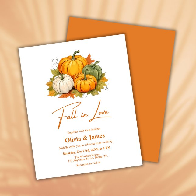 Haushaltsrückgang in der Liebe Herbst Rustikale Ho (Fall in Love Autumn Rustic Pumpkin Burnt Orange Wedding Invitation  )