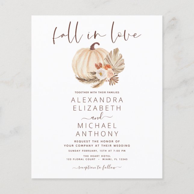 Haushaltsrückgang in der Liebe Hochzeit Pampas Gra Flyer (Vorne)