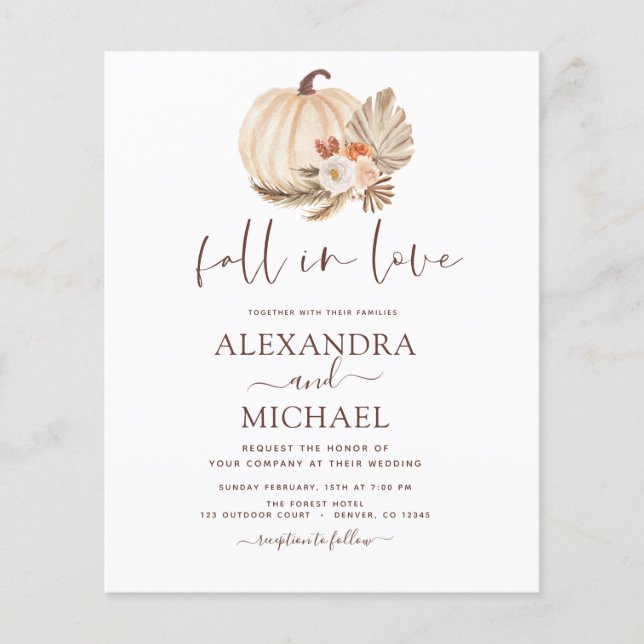 Haushaltsrückgang in der Liebe Hochzeit Pampas Gra Flyer (Vorne)