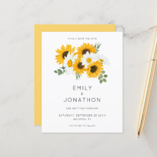 Haushaltsrustikale Sonnenblumen Save the Date gelb