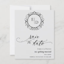 Haushaltsschwarz und weiß Monogram Whimsical Weddi