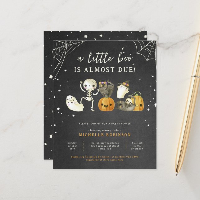 Haushaltsspuke ein wenig Boo Halloween Babydusche (Vorderseite/Rückseite Beispiel)