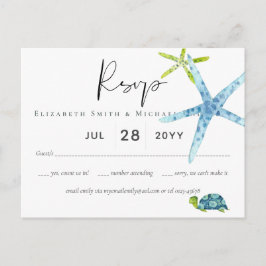 HAUSHALTSSTRAND Ozeane Hochzeit RSVP Postkarte