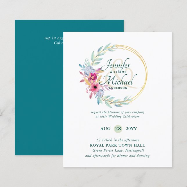 HAUSHALTSSummer Blume Hochzeitseinladungen (Vorne/Hinten)