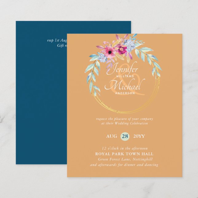 HAUSHALTSSummer Blume Hochzeitseinladungen (Vorne/Hinten)