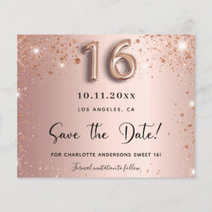 Haushaltssüße 16 Rose Gold Glitzer Save the Date