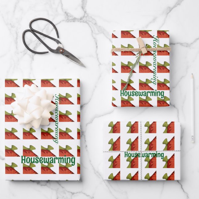 Haushaltswärmung Geschenkpapier Set (Vorderseite)