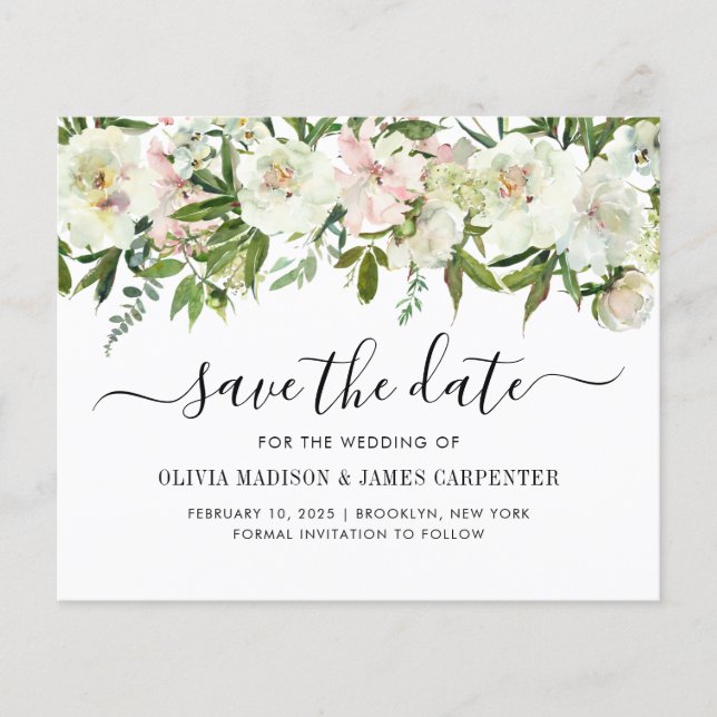 Haushaltsweiße Hochzeit im Herbst Save the Date (Vorderseite)