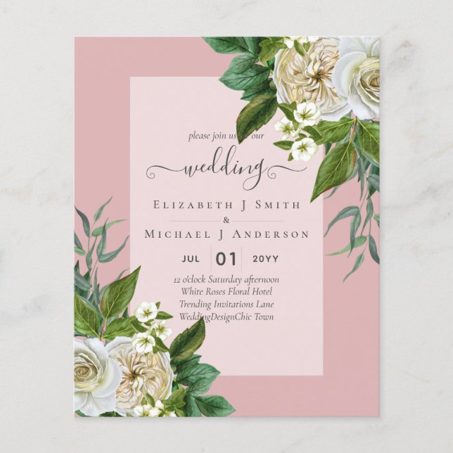 HAUSHALTSWEISSE ROSES Einladungen WEDING CHIC Flyer (Vorne)