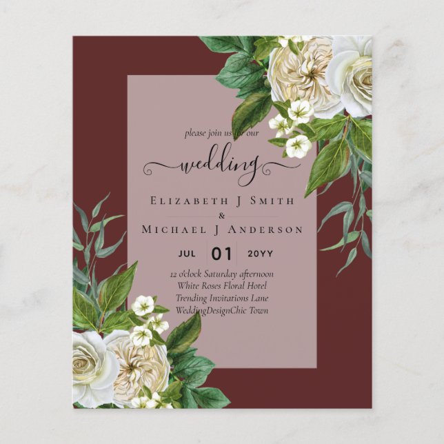 HAUSHALTSWEISSE ROSES Einladungen WEDING CHIC Flyer (Vorne)