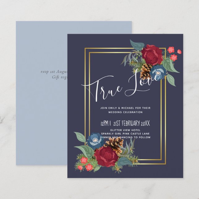 HAUSHALTSWinter Hochzeit Burgund Aquamarin Blue Mo (Vorne/Hinten)