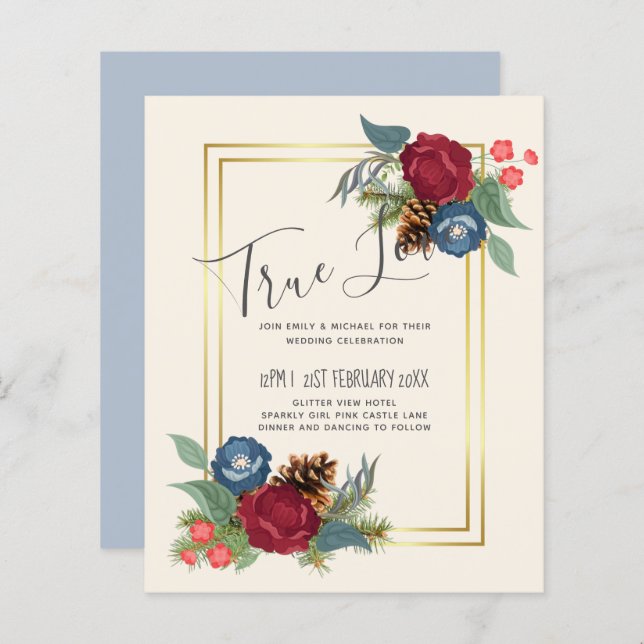 HAUSHALTSWinter Hochzeit Burgund Aquamarin Blue Mo (Vorne/Hinten)