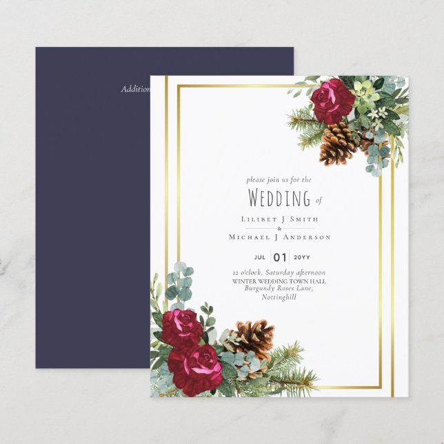 HAUSHALTSWinter Hochzeit Burgund Rose Eukalyptus (Vorne/Hinten)