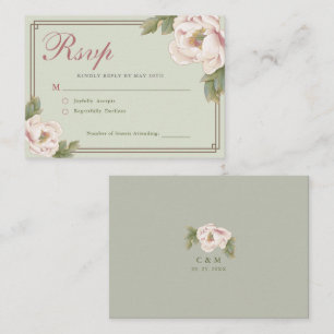 HAUSHALTSZEITUNG & Blush Peony Floral Wedding RSVP Mitteilungskarte
